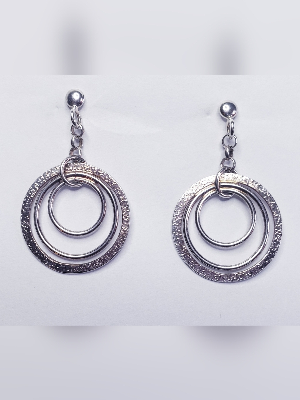 Textured Triple Layer Circle Drop Earrings